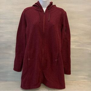 Duluth Trading Co Maroon Knit Hooded Coat Jacket Size Small Like New